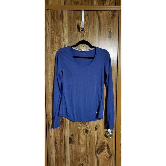 Under Armour heat gear royal blue/white striped long-sleeved tee - Picture 1 of 7